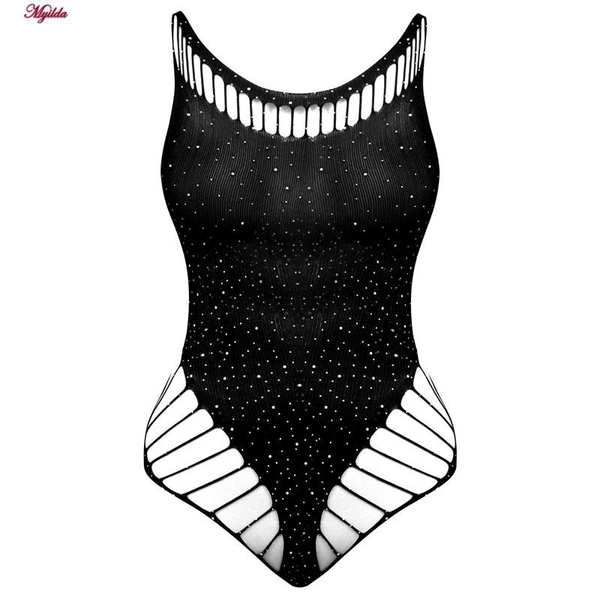 بادی فانتزی زنانه مدل نگین دار کد 4860-7175 رنگ مشکی ماییلدا - تصویر 3