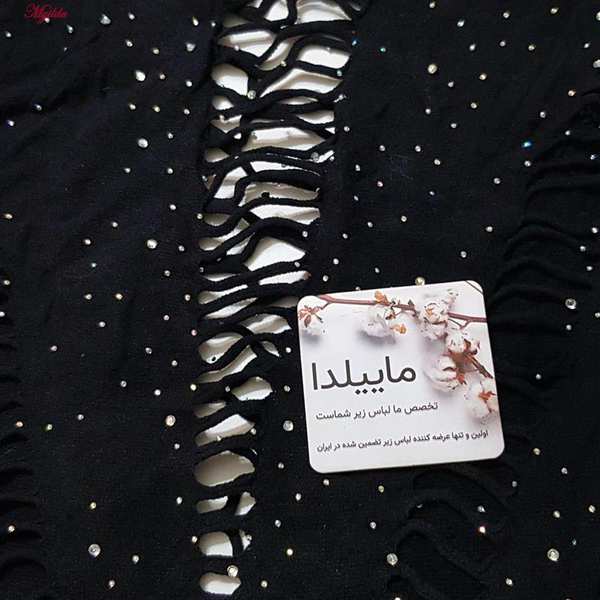 سرهمی فانتزی زنانه مدل نگین دار کد 4860-7163 رنگ مشکی ماییلدا - تصویر 4