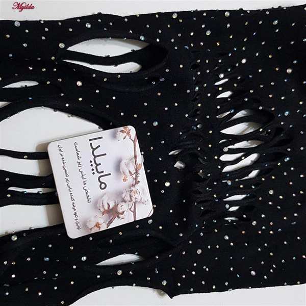 سرهمی فانتزی زنانه مدل نگین دار کد 4860-7120 رنگ مشکی ماییلدا - تصویر 4