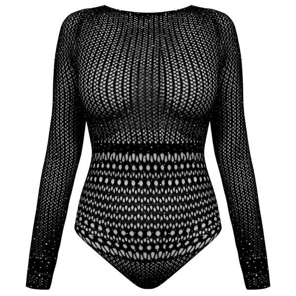 بادی فانتزی نگین دار زنانه مشکی کد 4860-7195 ماییلدا - تصویر 2