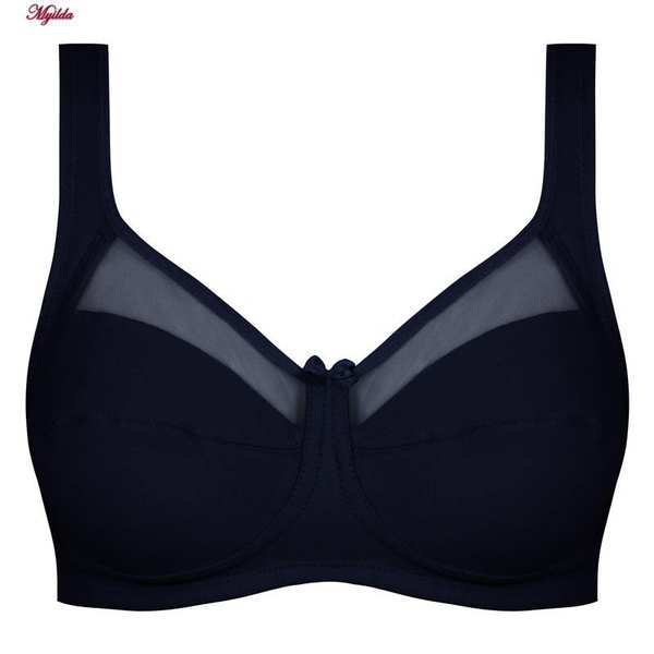 سوتین زنانه اما مدل نخی بالا شیشه ای سرمه ای کد 4928-4100 ماییلدا - تصویر 6