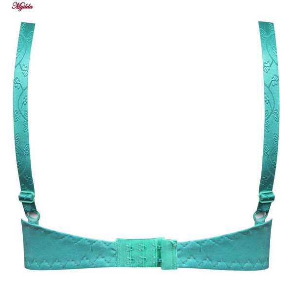 سوتین زنانه جلو تور مدل فنردار گیپور گلدار هارنس سبزآبی کد 4889 ماییلدا - تصویر 6