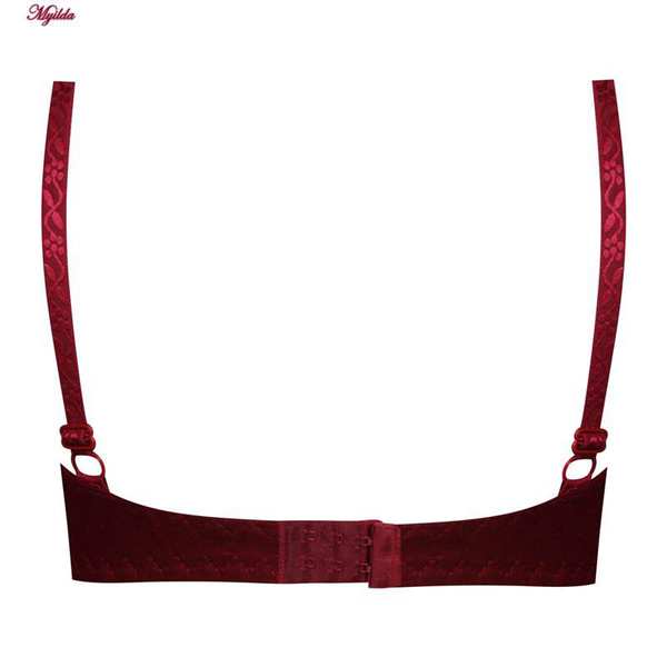 سوتین زنانه جلو تور مدل فنردار گیپور گلدار هارنس زرشکی کد 4889 ماییلدا - تصویر 6