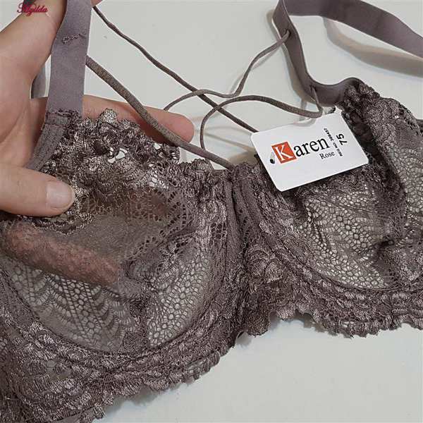 سوتین فنردار زنانه کارنا رز مدل گیپور هارنس دار قهوه ای کد 4935-315-4 ماییلدا - تصویر 7