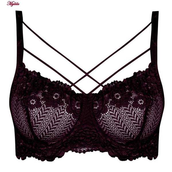 سوتین فنردار زنانه کارنا رز مدل گیپور هارنس دار عنابی کد 4935-315-4 ماییلدا - تصویر 6
