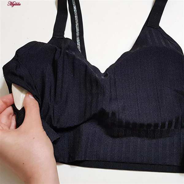 نیم تنه ورزشی زنانه مدل بند لمه پددار مشکی کد 4986 ماییلدا - تصویر 6