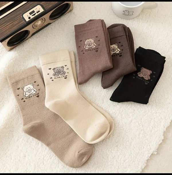 جوراب ساقدار خرس با قلب ریز کد n-1266 ماییلدا