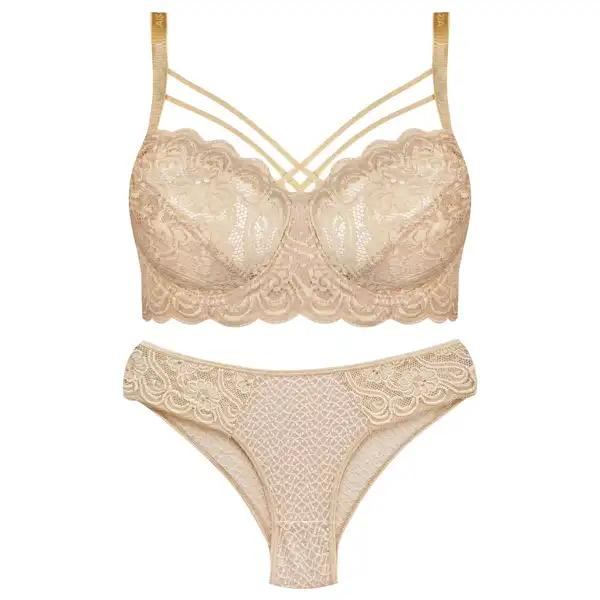 ست شورت و سوتین زنانه ماییلدا مدل فنردار هارنس کد 5165 رنگ کرم