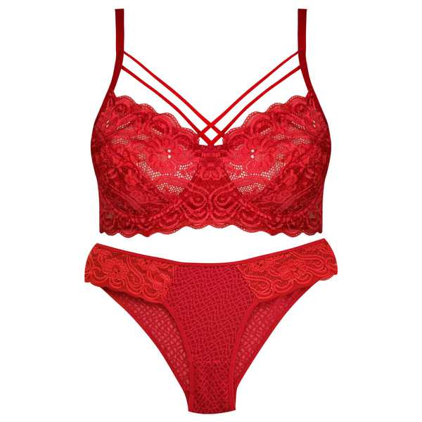 ست شورت و سوتین زنانه ماییلدا مدل فنردار هارنس کد 5165 رنگ قرمز
