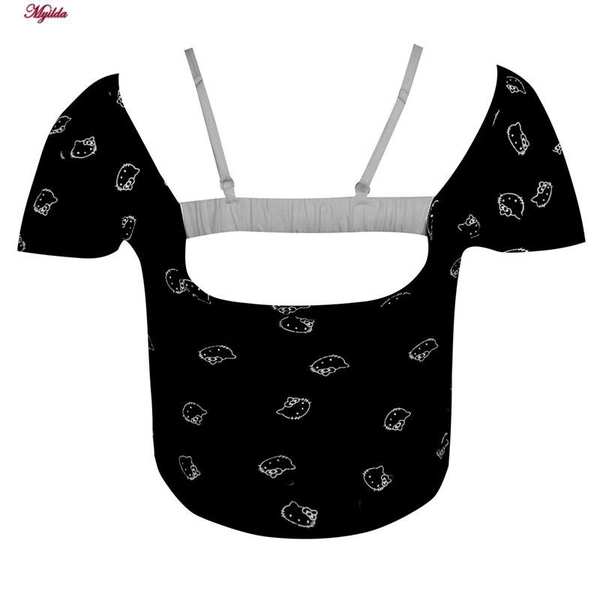 تیشرت آستین کوتاه زنانه کراپ مدل کیتی رنگ مشکی ماییلدا کد 5262-5039 - تصویر 3