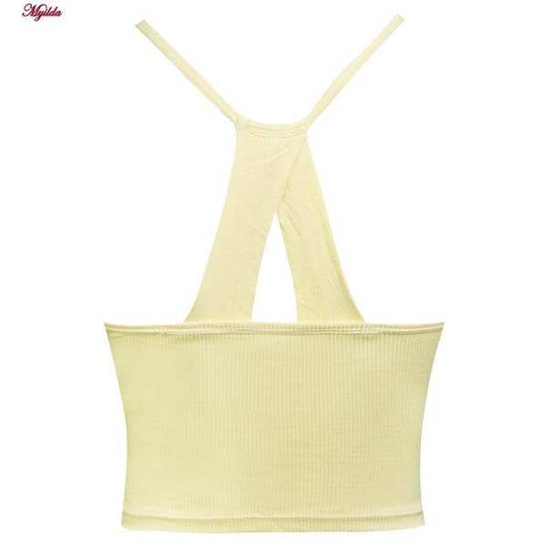 تاپ زنانه کراپ مدل پد ثابت رنگ لیمویی ماییلدا کد 5258-241 - تصویر 3