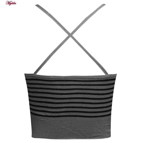 تاپ زنانه کراپ مدل بند ضربدری رنگ خاکستری تیره ماییلدا کد 5242-6511 - تصویر 3