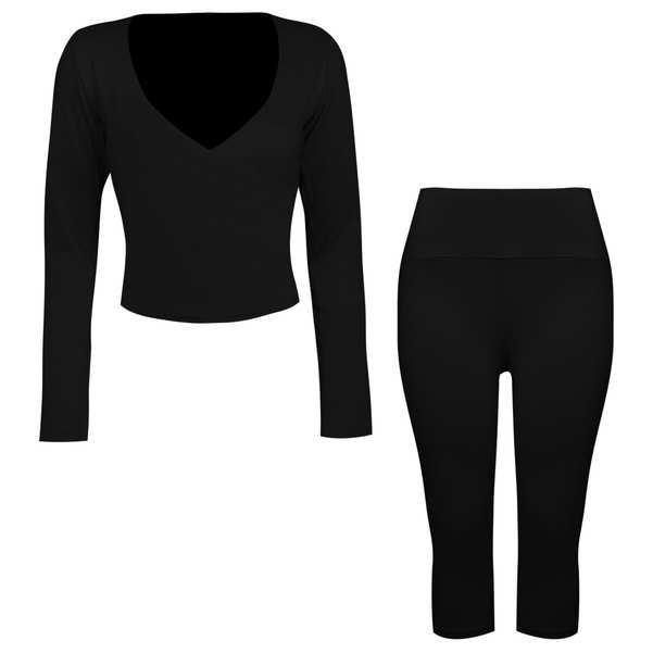 ست تی شرت و شلوارک ورزشی زنانه رنگ مشکی مدل 5223-697P ماییلدا