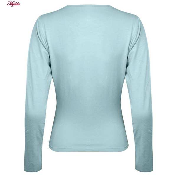 ست تی شرت و شلوارک ورزشی زنانه رنگ آبی روشن مدل 5223-697p ماییلدا - تصویر 3