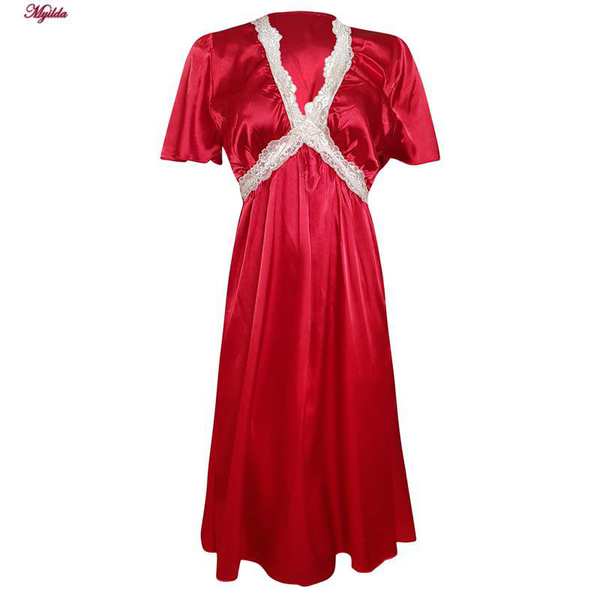 لباس خواب زنانه مدل ساتن رنگ قرمز 5246-F08 ماییلدا - تصویر 2
