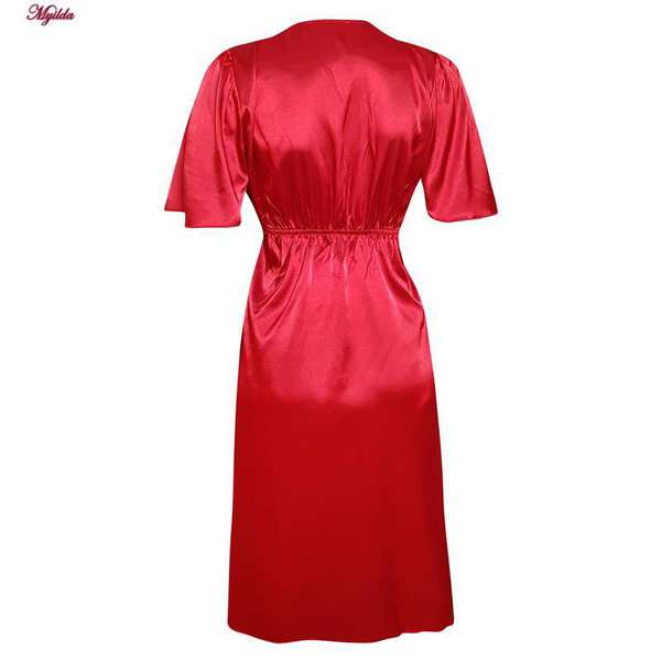 لباس خواب زنانه مدل ساتن رنگ قرمز 5246-F08 ماییلدا - تصویر 3