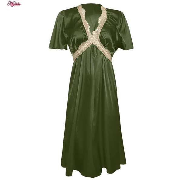لباس خواب زنانه رنگ سبز مدل ساتن 5246-F08 ماییلدا - تصویر 2