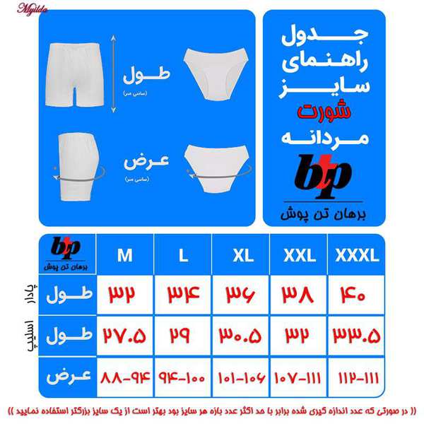 شورت پادار مردانه برهان تن پوش مدل 1004-1 بسته سه عددی ماییلدا - تصویر 10