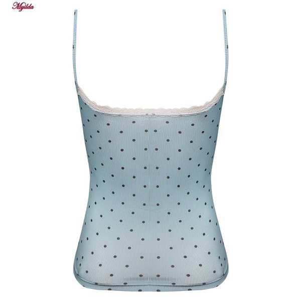تاپ کراپ زنانه مدل پددار خال خالی رنگ آبی ماییلدا کد 5301 -6853 - تصویر 3