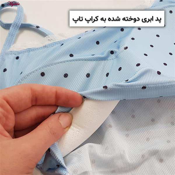 تاپ کراپ زنانه مدل پددار خال خالی رنگ آبی ماییلدا کد 5301 -6853 - تصویر 5