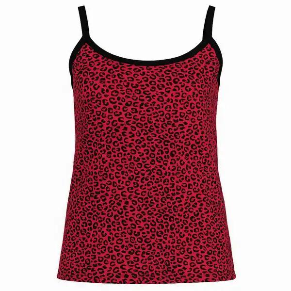 تاپ راحتی زنانه مدل پلنگی رنگ قرمز ماییلدا کد 5328-1