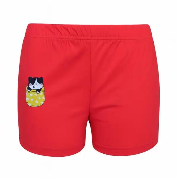 شلوارک راحتی زنانه مدل گربه رنگ قرمز ماییلدا کد 5325