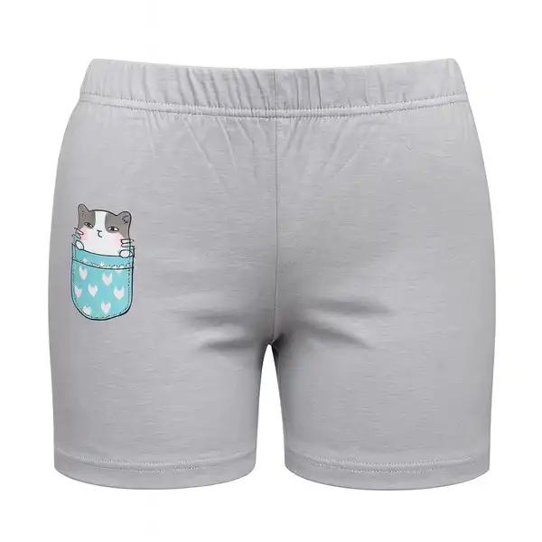 شلوارک راحتی زنانه مدل گربه رنگ طوسی ماییلدا کد 5325