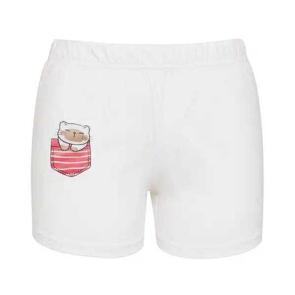 شلوارک راحتی زنانه مدل گربه رنگ سفید ماییلدا کد 5325