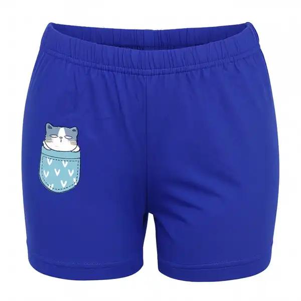 شلوارک راحتی زنانه مدل گربه بازیگوش رنگ آبی ماییلدا کد 5325