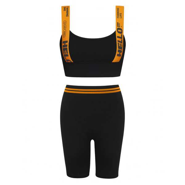 ست نیم تنه و شلوارک ورزشی زنانه رنگ مشکی ماییلدا مدل 5327