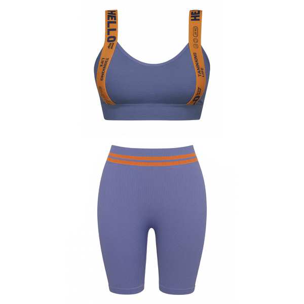 ست نیم تنه و شلوارک ورزشی زنانه ماییلدا رنگ آبی کد 5327