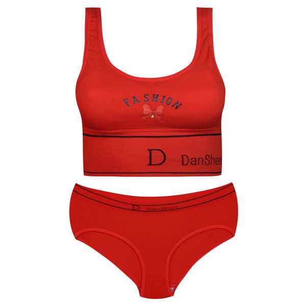 ست شورت و نیم تنه زنانه بدون فنر پددار رنگ قرمز کد 4620 ماییلدا