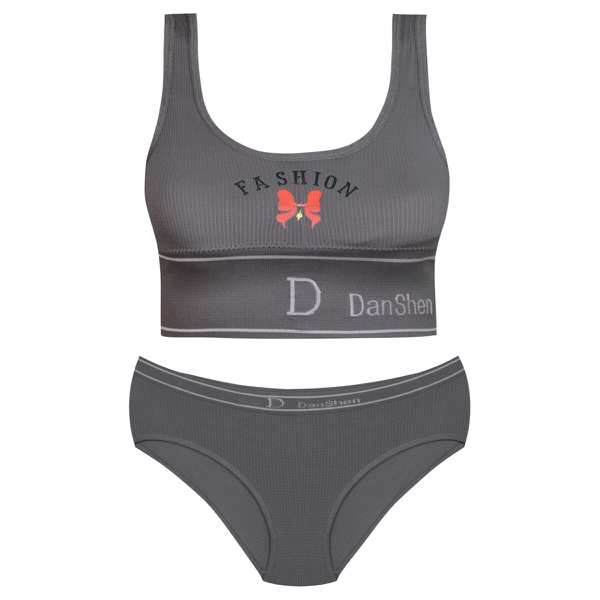 ست شورت و نیم تنه زنانه بدون فنر پددار رنگ خاکستری تیره کد 4620 ماییلدا