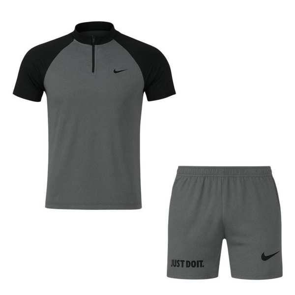 ست تی شرت آستین کوتاه و شلوارک ورزشی مردانه رنگ طوسی مدل 5374-806 ماییلدا