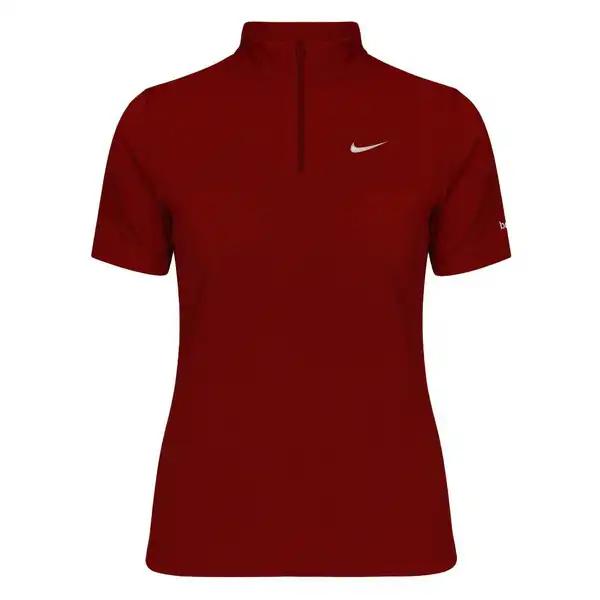 تی شرت آستین کوتاه ورزشی زنانه زیپدار رنگ قرمز مدل 5373-557 ماییلدا