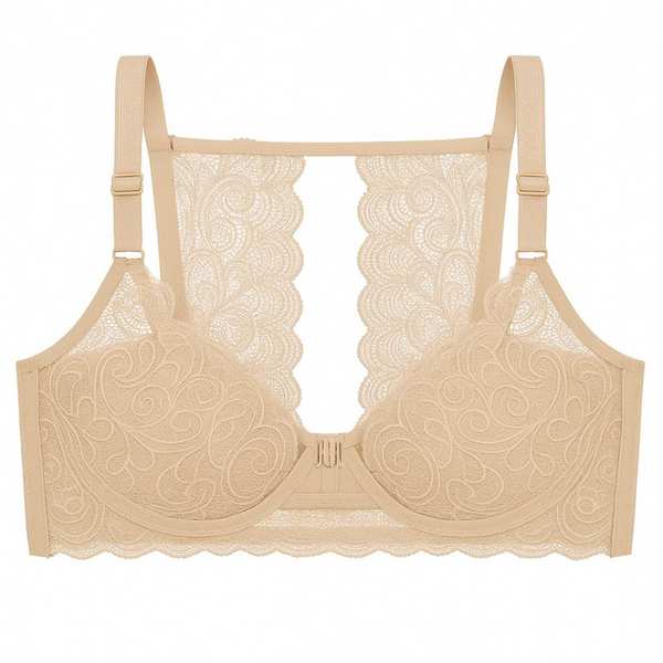 سوتین فنردار زنانه رنگ کرم مدل جلو بازشو گلستان ماییلدا کد 5363