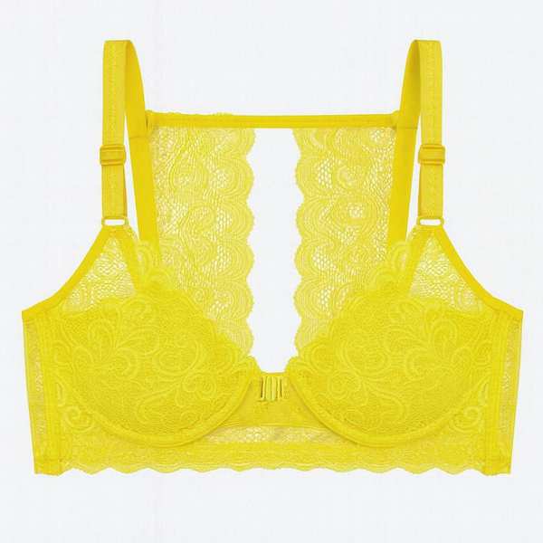 سوتین فنردار زنانه رنگ زرد مدل جلو بازشو گلستان ماییلدا کد 5363