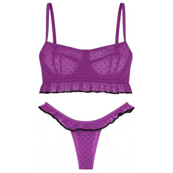 ست شورت و نیم تنه زنانه مدل فنردار رنگ بنفش ماییلدا کد 5432-606