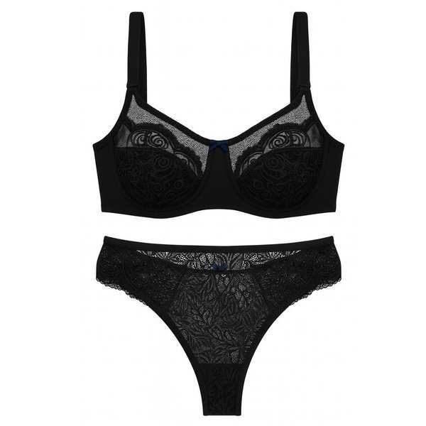 ست شورت و سوتین زنانه مدل فنردار رنگ مشکی کارنا رز کد 5431 ماییلدا