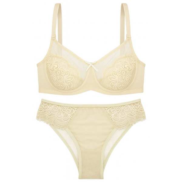 ست شورت و سوتین زنانه مدل فنردار رنگ کرم کارنا رز کد 5431 ماییلدا