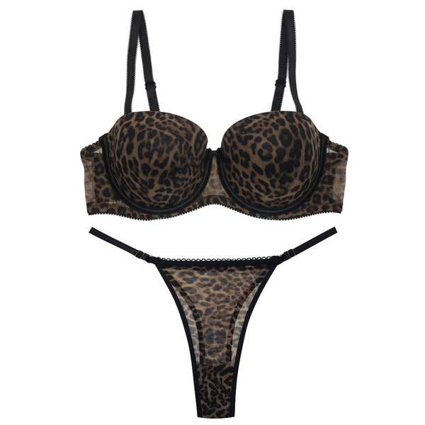 ست شورت و سوتین زنانه شارمین مدل جکدار فنردار پلنگی کد 5458-1066 ماییلدا