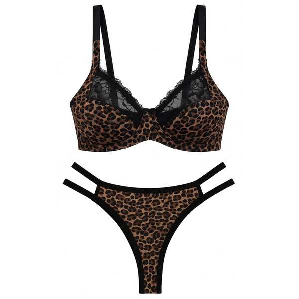 ست شورت و سوتین زنانه کارنا رز مدل فنردار پلنگی کد 5547 ماییلدا