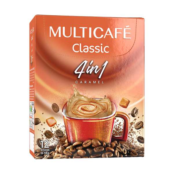 کافی میکس کاراملی مولتی کافه مدل 1 × 4 - 18 گرم بسته 12 عددی ایرسامارکت