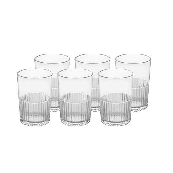 لیوان لیمون مدل شیاردار شیشه ای کد 2216 مجموعه 6 عددی ایرسامارکت