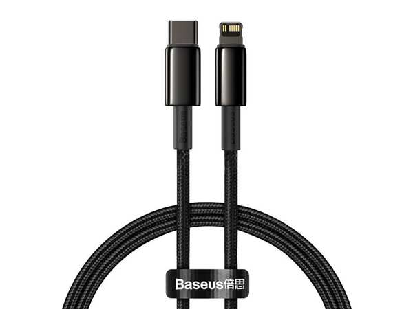 کابل شارژ سریع تایپ سی به لایتنینگ بیسوس Baseus Tungsten Gold Type-C to iP 1m 20W