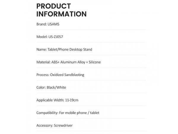 پایه نگه دارنده گوشی و تبلت رومیزی یوسامز Usams US-ZJ057 Tablet Desktop Stand - تصویر 13