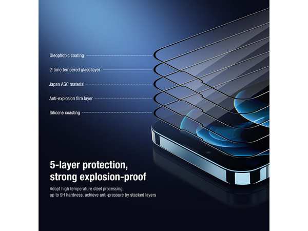 محافظ صفحه نمایش شیشه ای و محافظ لنز نیلکین آیفون 13 پرومکس Nillkin Apple iPhone 13 Pro Max 2-in-1 HD full screen tempered glass - تصویر 9