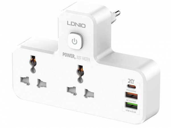 چند راهی 2 سوکت و 2 یواسبی و یک تایپسی الدنیو Ldnio Power Strip SC2311