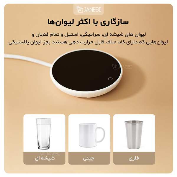 زیر لیوانی حرارتی شیائومی Xiaomi Lexiu Rosou ZS1 Thermostat Coaster 55 Degree Constant Temperature - تصویر 12