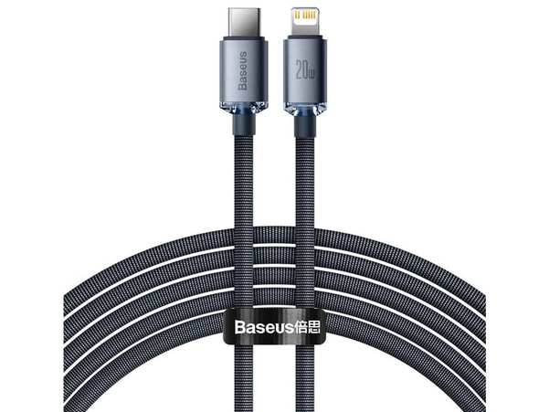کابل تایپسی به لایتنینگ بیسوس 2 متری Baseus CAJY000301 Crystal Shine Series Fast Charging Data Cable Type-C to iP 20W